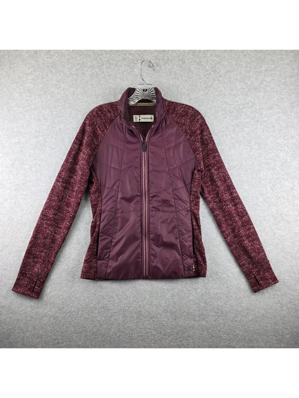 Smartwool Jacket Womens S Purple Merino Wool Hybrid Insulated Full Zip Thumbhole